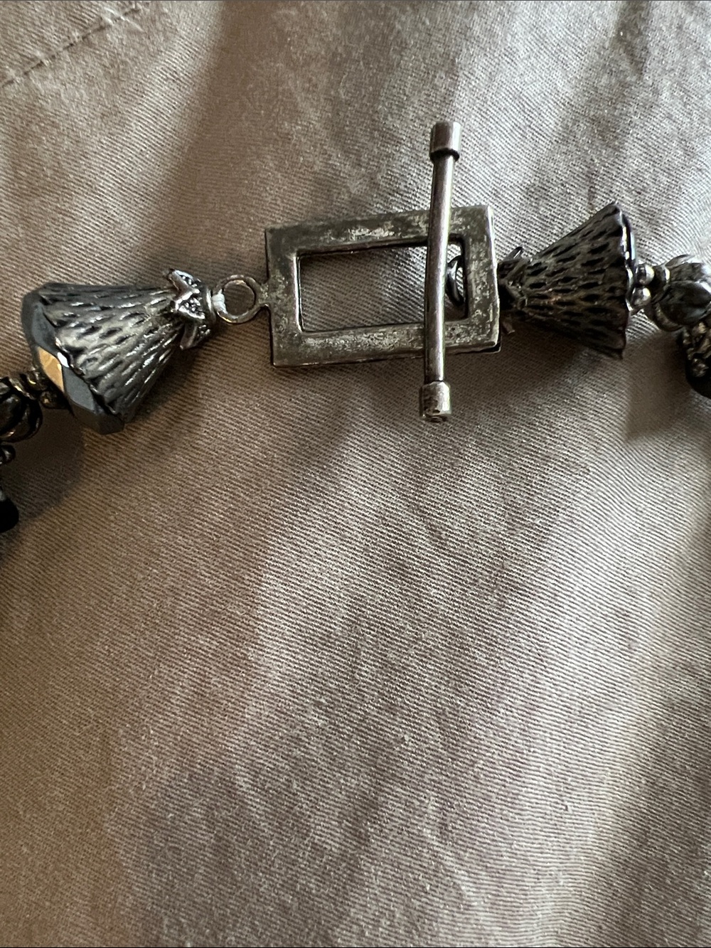 Silver and Black Beaded Necklace - Women Jewelry - Picture 2 of 6